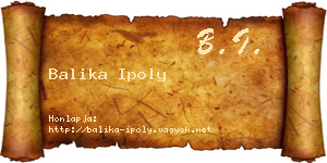 Balika Ipoly névjegykártya